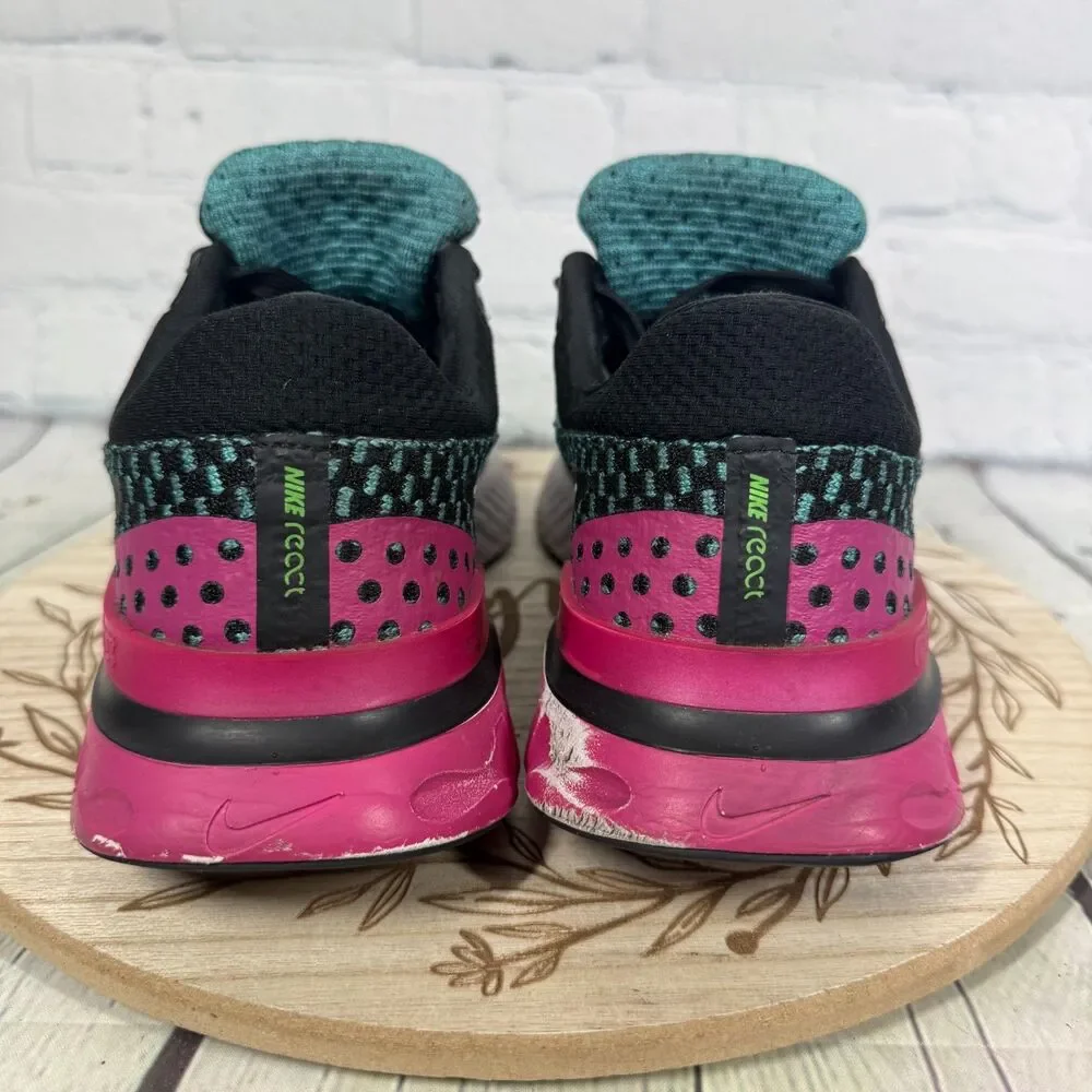 Nike React Infinity Run Flyknit 3 Black Teal Pink Running Shoes Women’s 9
